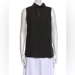 NWT FRAME Sleeveless Cowl neck Top 100%Silk Keyhole Black sz XS